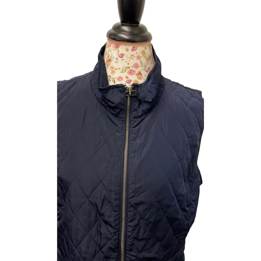💙 Talbots L Navy Quilted Zip Vest – Classic Lightweight Layer - Picture 2 of 5